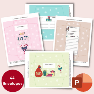 Shows the 4 styles of envelopes in 4 different pastel colors.