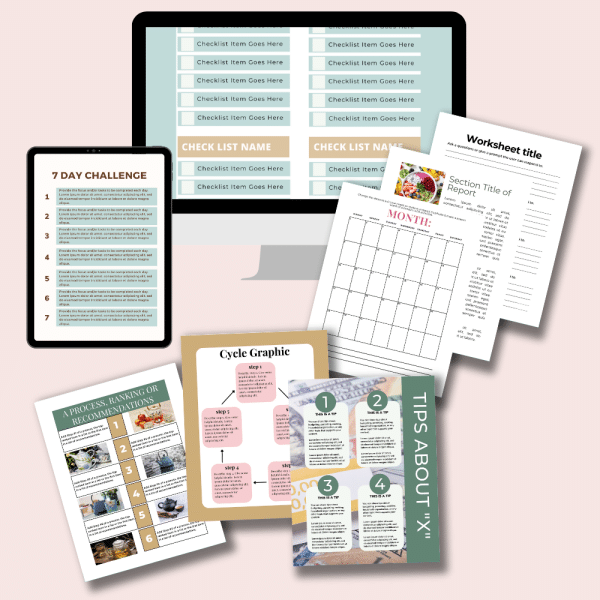 Mock-up display of templates included in the Content Upgrade Toolbox set.